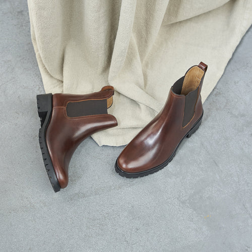 Chelsea Boots La Femme Pressée Cuir Marron