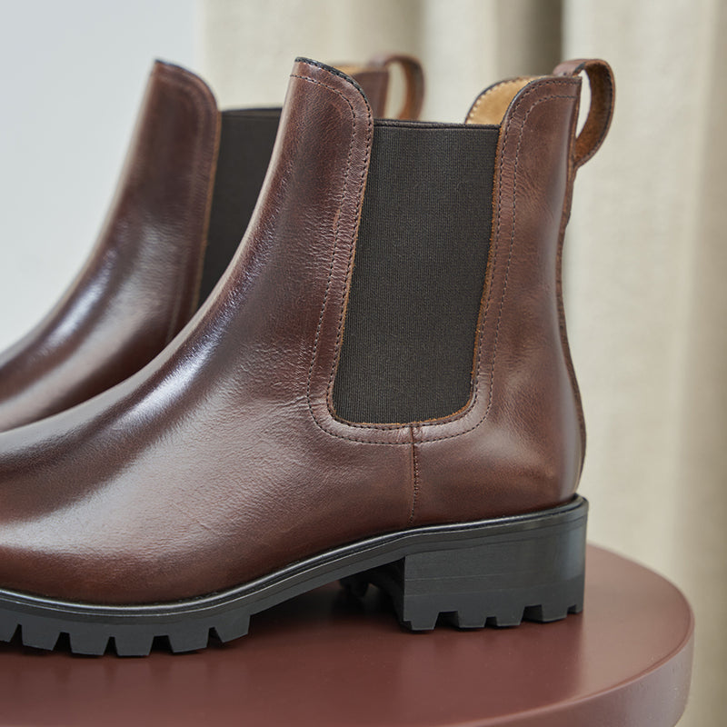 Chelsea Boots La Femme Pressée Cuir Marron