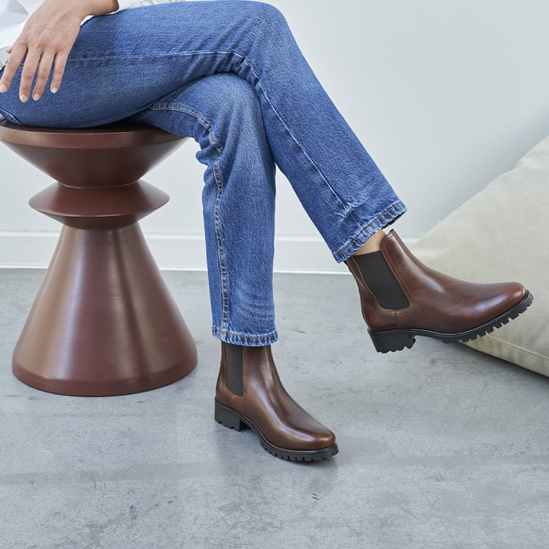 Chelsea Boots La Femme Pressée Cuir Marron