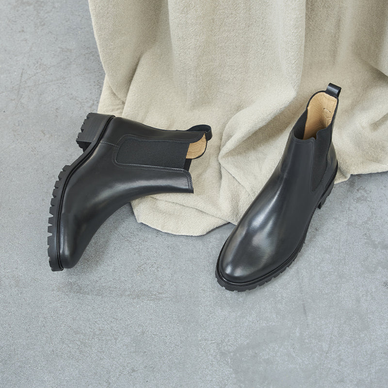 Chelsea Boots La Femme Pressée Cuir Noir