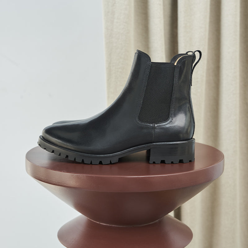 Chelsea Boots La Femme Pressée Cuir Noir