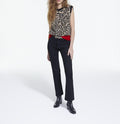 The Kooples - Jersey Cuello Redondo Jacquard Leopardo Canalé Contraste - Mujer