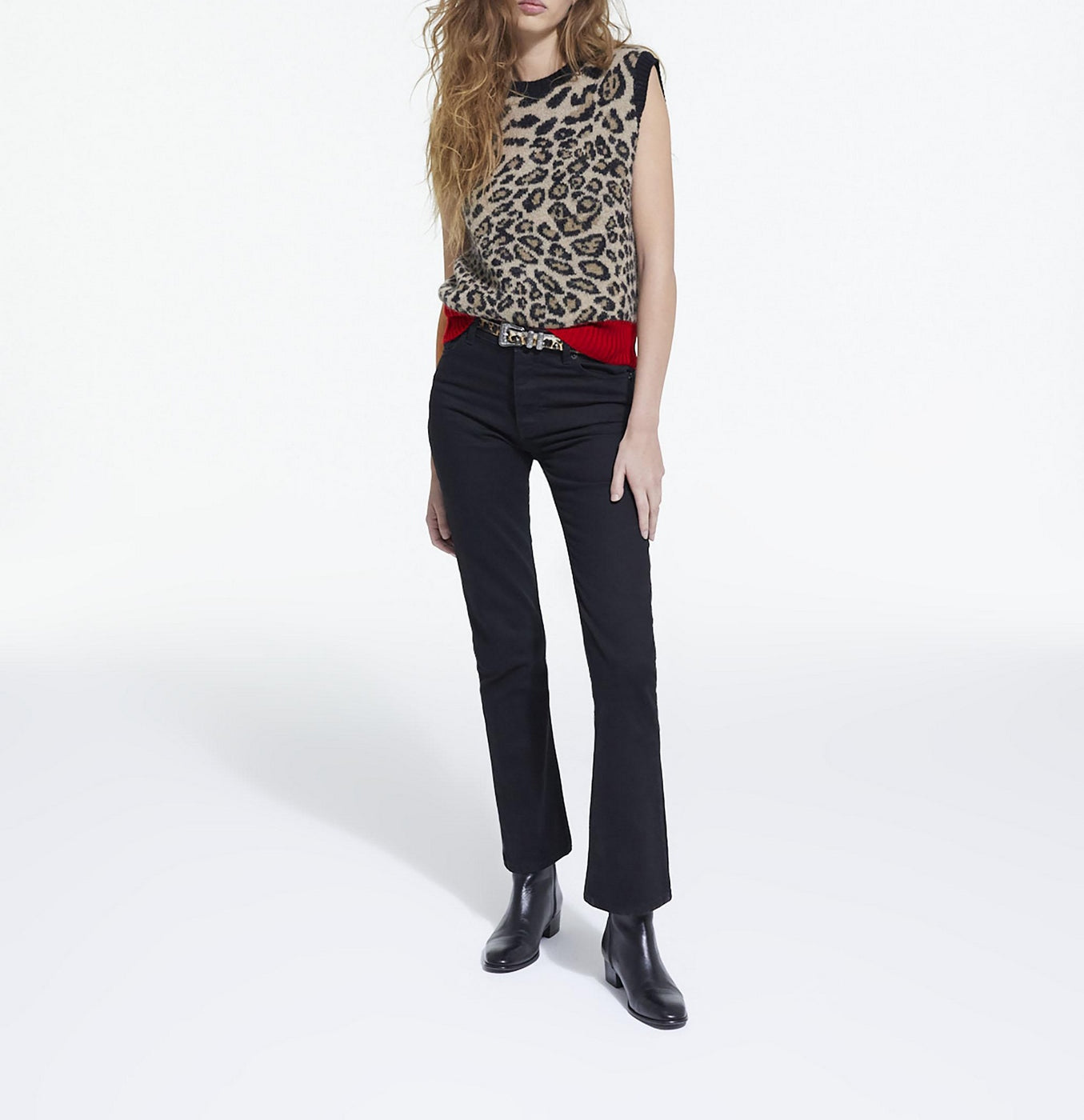 The Kooples - Jersey Cuello Redondo Jacquard Leopardo Canalé Contraste - Mujer