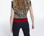 The Kooples - Jersey Cuello Redondo Jacquard Leopardo Canalé Contraste - Mujer
