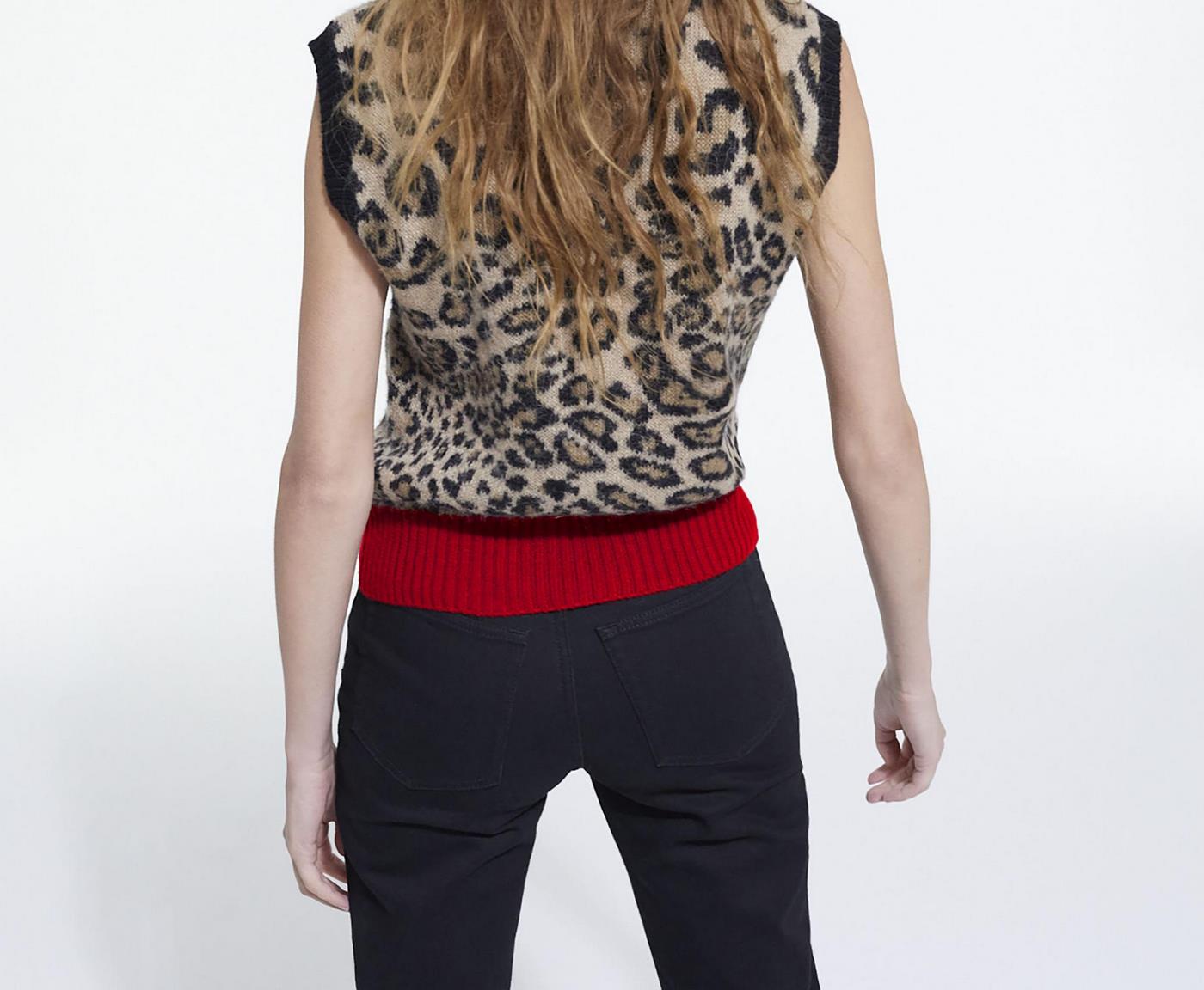 The Kooples - Jersey Cuello Redondo Jacquard Leopardo Canalé Contraste - Mujer
