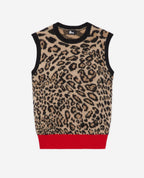The Kooples - Jersey Cuello Redondo Jacquard Leopardo Canalé Contraste - Mujer