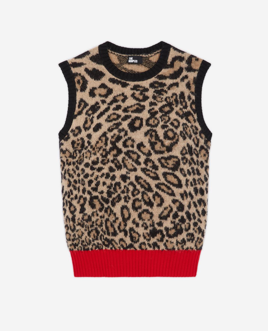 The Kooples - Jersey Cuello Redondo Jacquard Leopardo Canalé Contraste - Mujer