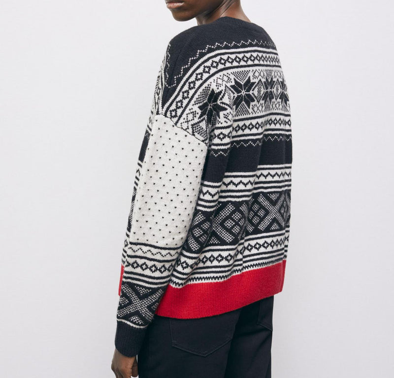 Pull En Laine - Ecru Et Noir - Femme