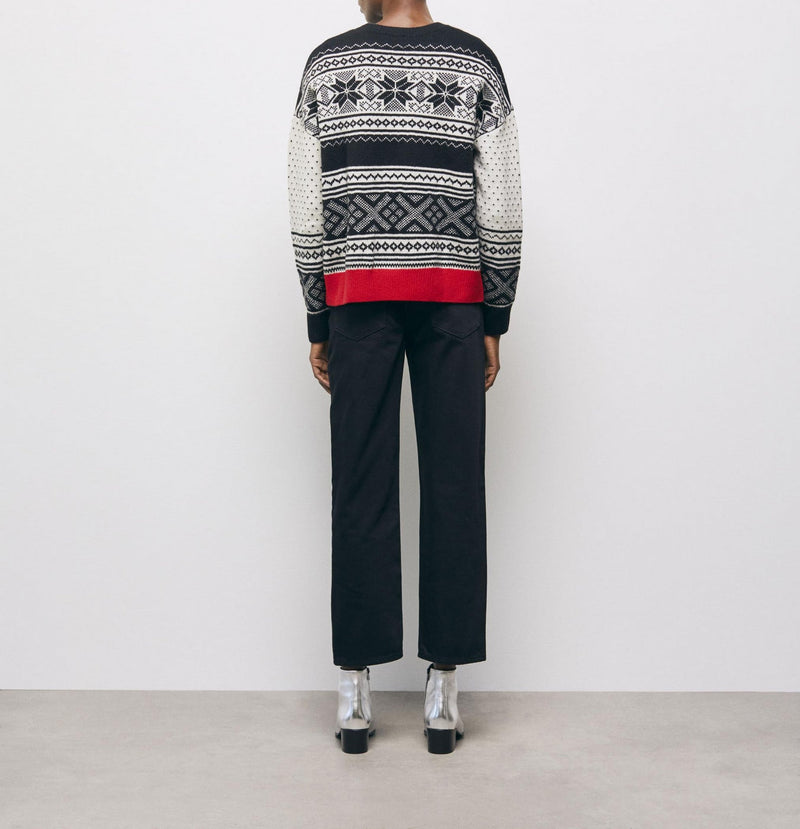 Pull En Laine - Ecru Et Noir - Femme