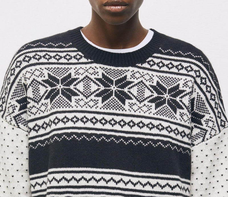 Pull En Laine - Ecru Et Noir - Femme