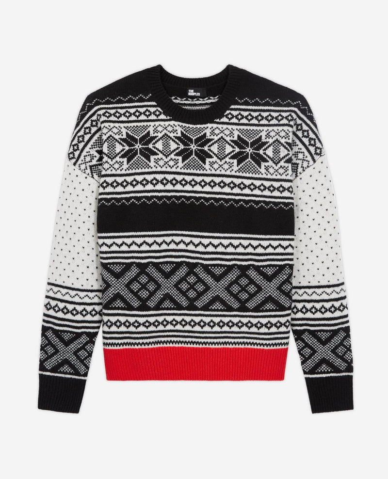 Pull En Laine - Ecru Et Noir - Femme