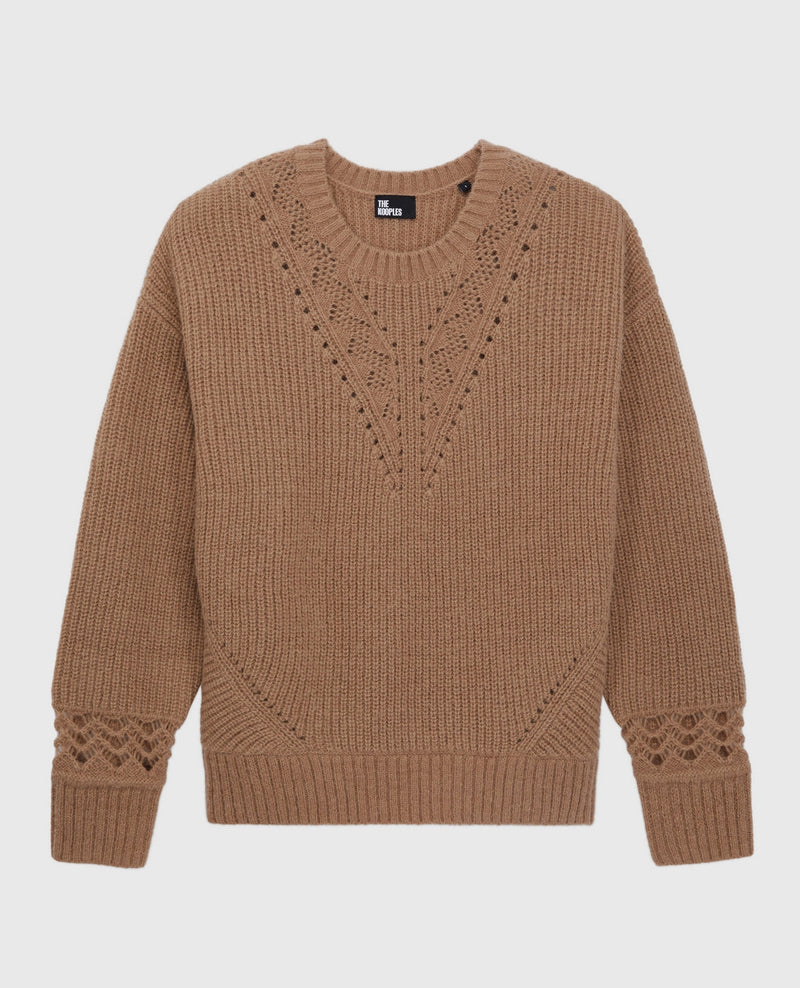 Jersey De Cuello Redondo De Côte Perlées Y Pointelles - Mujer