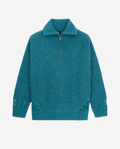 The Kooples - Pull En Laine Et Alpaga - Bleu Canard - Femme