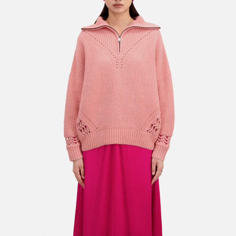 Pull En Laine Et Alpaga - Rose - Femme