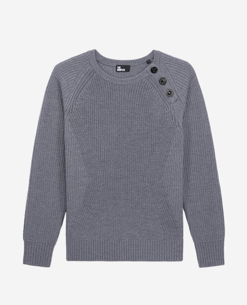 The Kooples - Pull Col Rond A Cote Perlees Et Boutons Bijoux - Femme