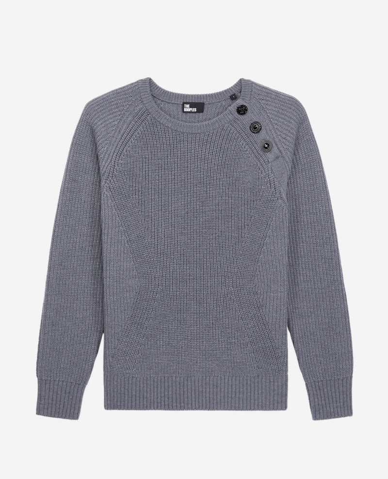 The Kooples - Pull Col Rond A Cote Perlees Et Boutons Bijoux - Femme