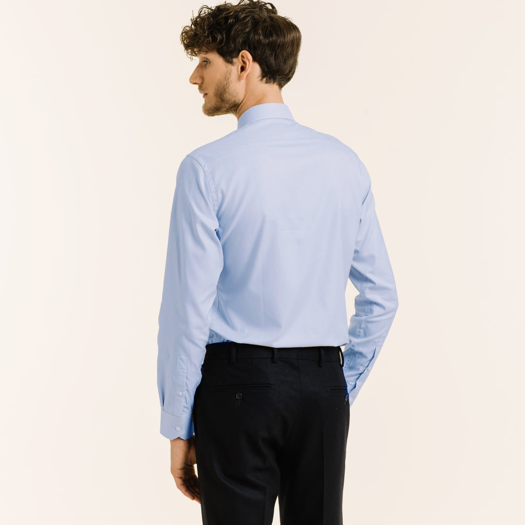 Chemise En Twill Double Retors Bleue