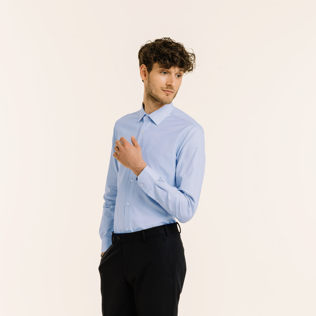 Chemise En Twill Double Retors Bleue