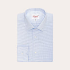 Chemise En Royal Oxford Double Retors Pied De Puce Bleue