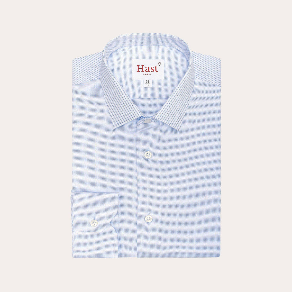 Chemise En Royal Oxford Double Retors Pied De Puce Bleue
