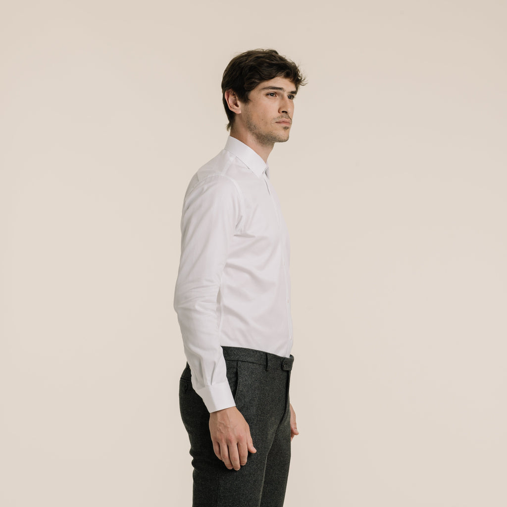 Chemise En Dobby Double Retors Blanche
