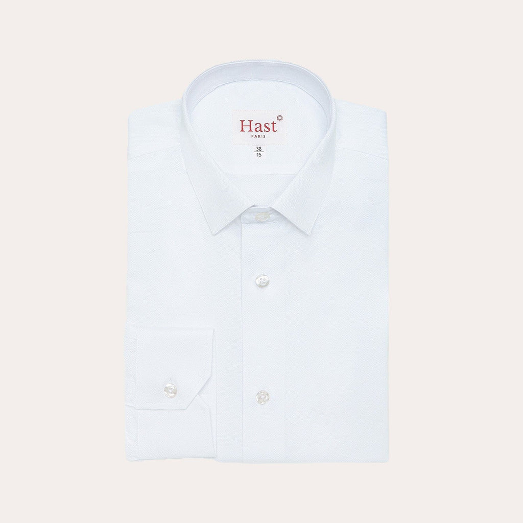 Chemise En Dobby Double Retors Blanche