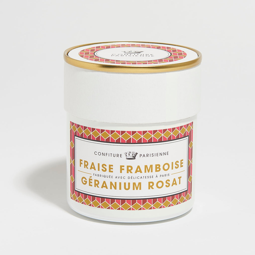Gepersonaliseerde Geschenkset "Pour Ma Maman Chérie" - Aardbei Framboos Geranium (Pot + Doosje)