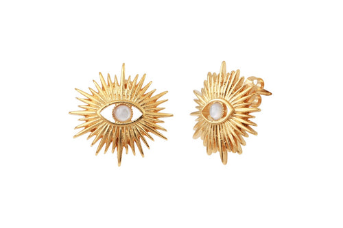 Boucles D'Oreilles Dorées Freya Nacre Blanche