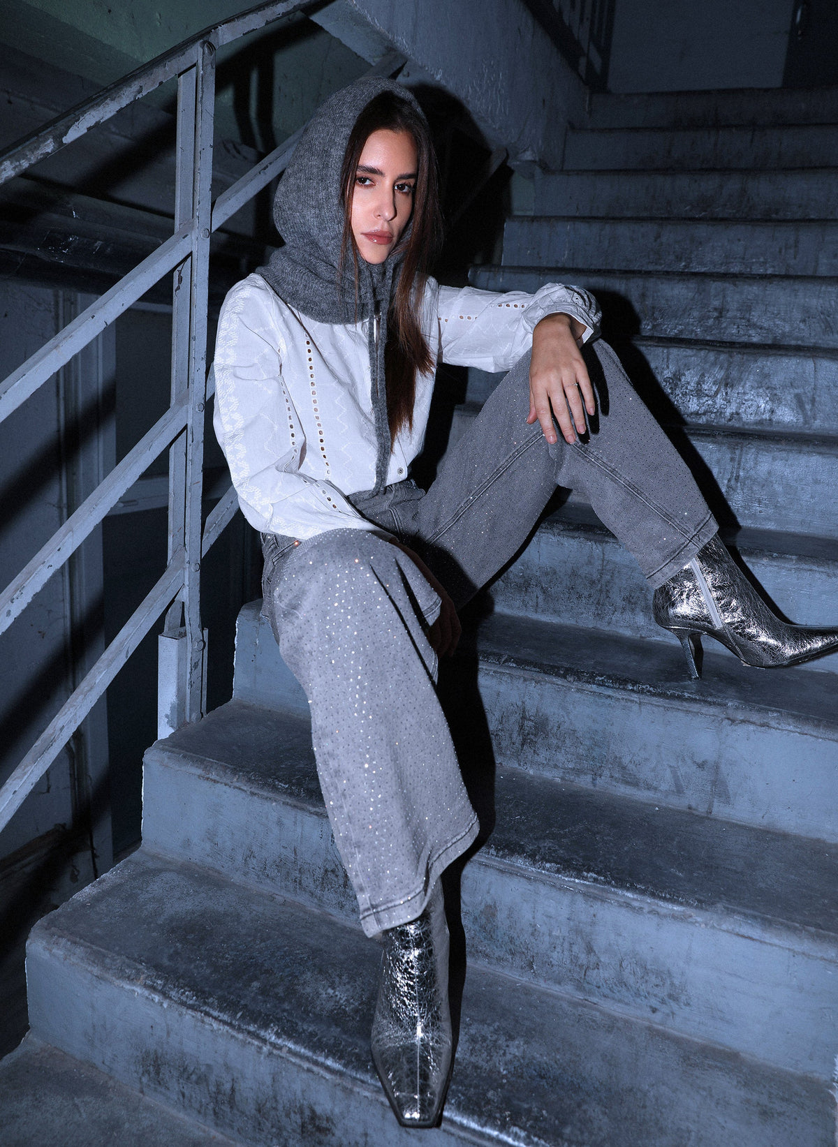 Jean Paillettes Gris