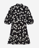 The Kooples - Short Black Dress with Ecru Pattern High Collar - Women