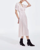 Robe Longue Rose Clair Manches Courtes - Femme