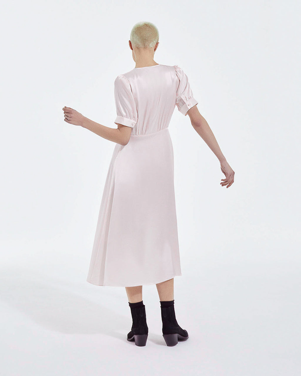 The Kooples - Vestido Largo Rosa Claro Mangas Cortas - Mujer