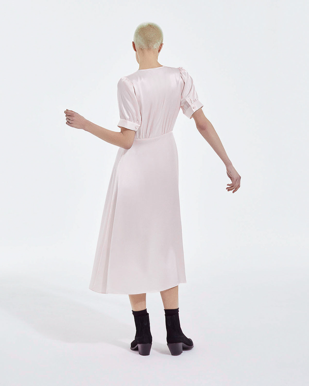The Kooples - Vestido Largo Rosa Claro Mangas Cortas - Mujer