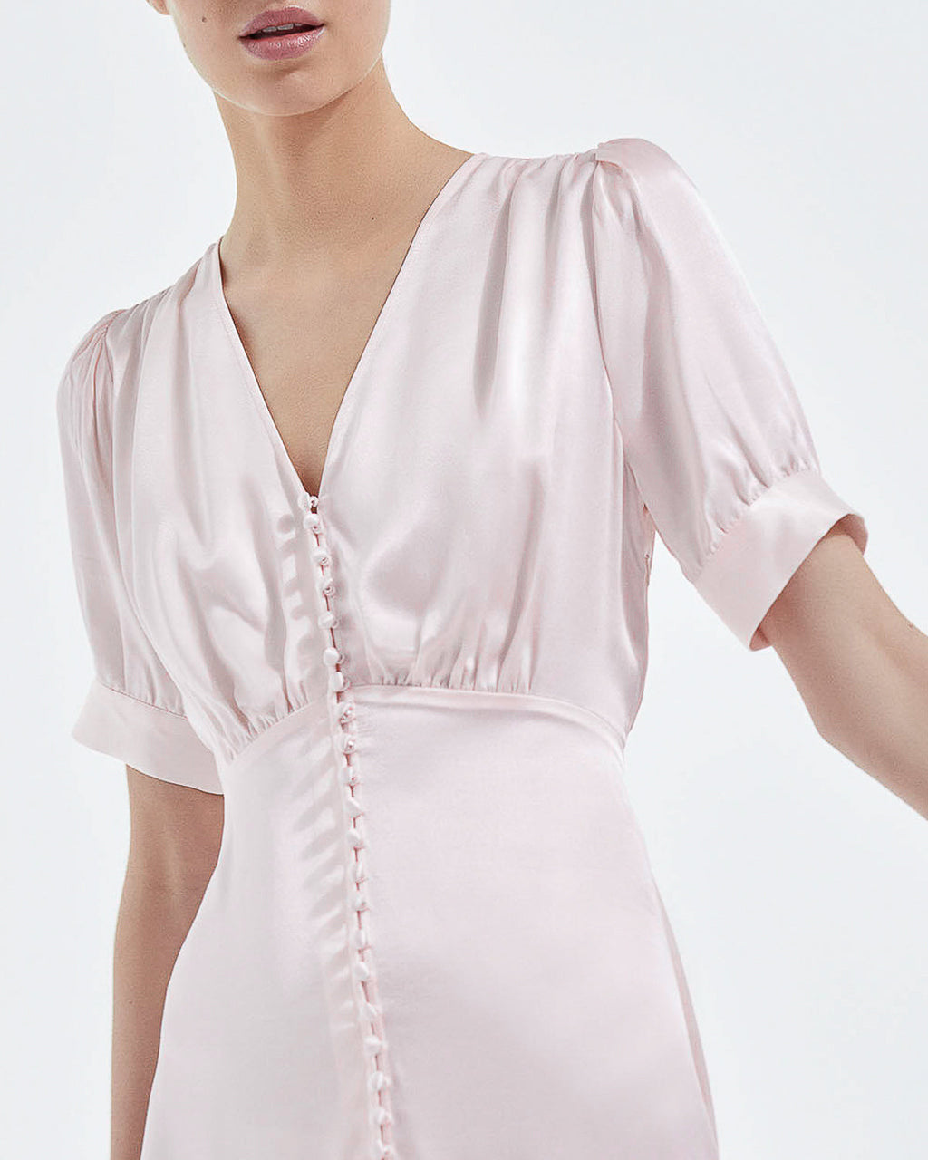 The Kooples - Vestido Largo Rosa Claro Mangas Cortas - Mujer