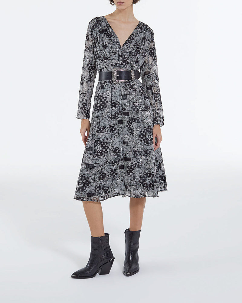 Vestido largo con estampado de bandana - Mujer