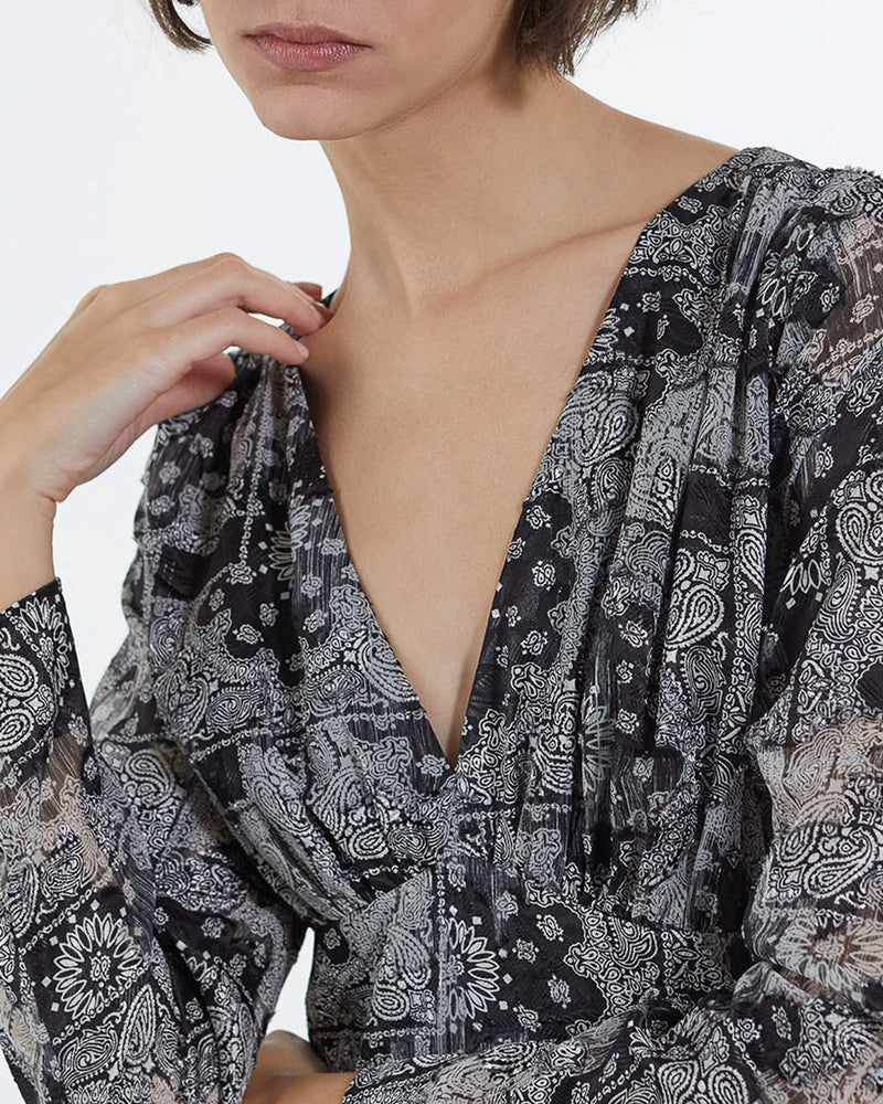 Vestido largo con estampado de bandana - Mujer