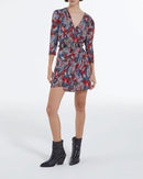 Vestido corto de seda con estampado floral - Mujer