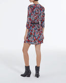 Vestido corto de seda con estampado floral - Mujer