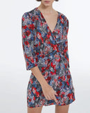 Vestido corto de seda con estampado floral - Mujer