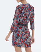 Short Floral Print Silk Dress - Women