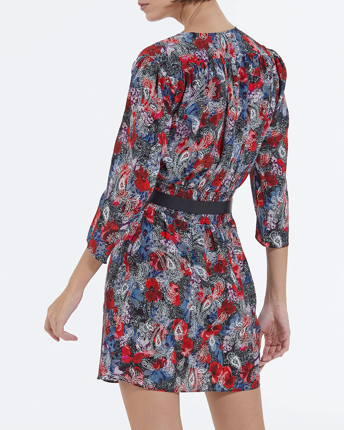 Short Floral Print Silk Dress - Women