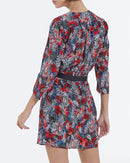 Vestido corto de seda con estampado floral - Mujer