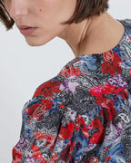 Short Floral Print Silk Dress - Women