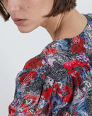 Vestido corto de seda con estampado floral - Mujer