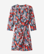 Short Floral Print Silk Dress - Women