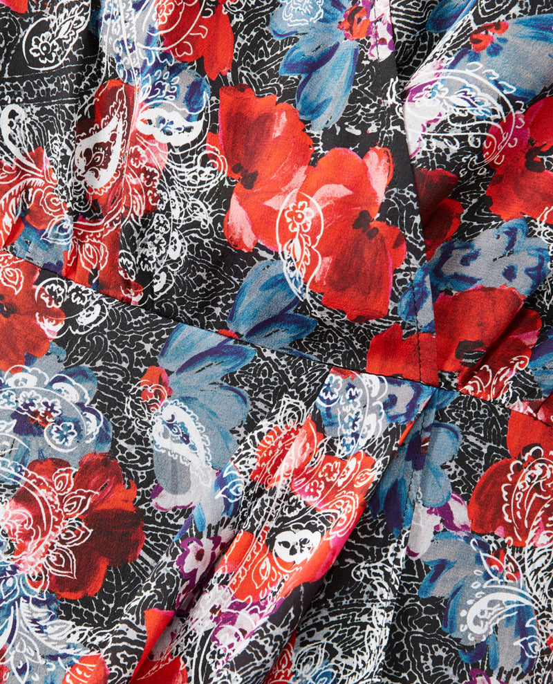 Vestido corto de seda con estampado floral - Mujer