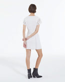 Robe Brodée Écrue Courte Détail Gallon - Femme