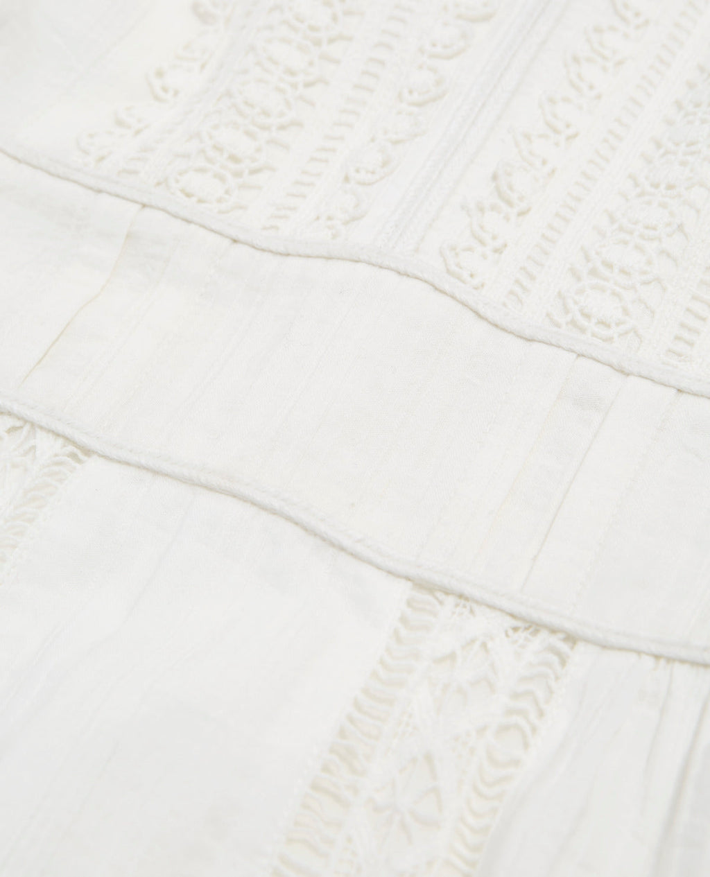 Short Ecru Embroidered Dress with Gallon Detail - Women