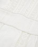 Short Ecru Embroidered Dress with Gallon Detail - Women