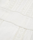 Robe Brodée Écrue Courte Détail Gallon - Femme